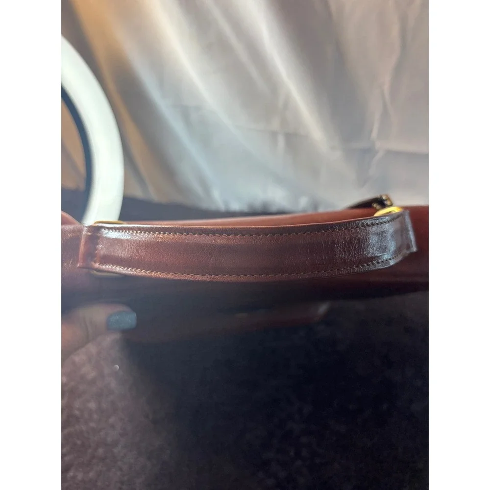 Oroton Vintage Brown Leather Top Handle Satchel Bag Made in Australia Cognac